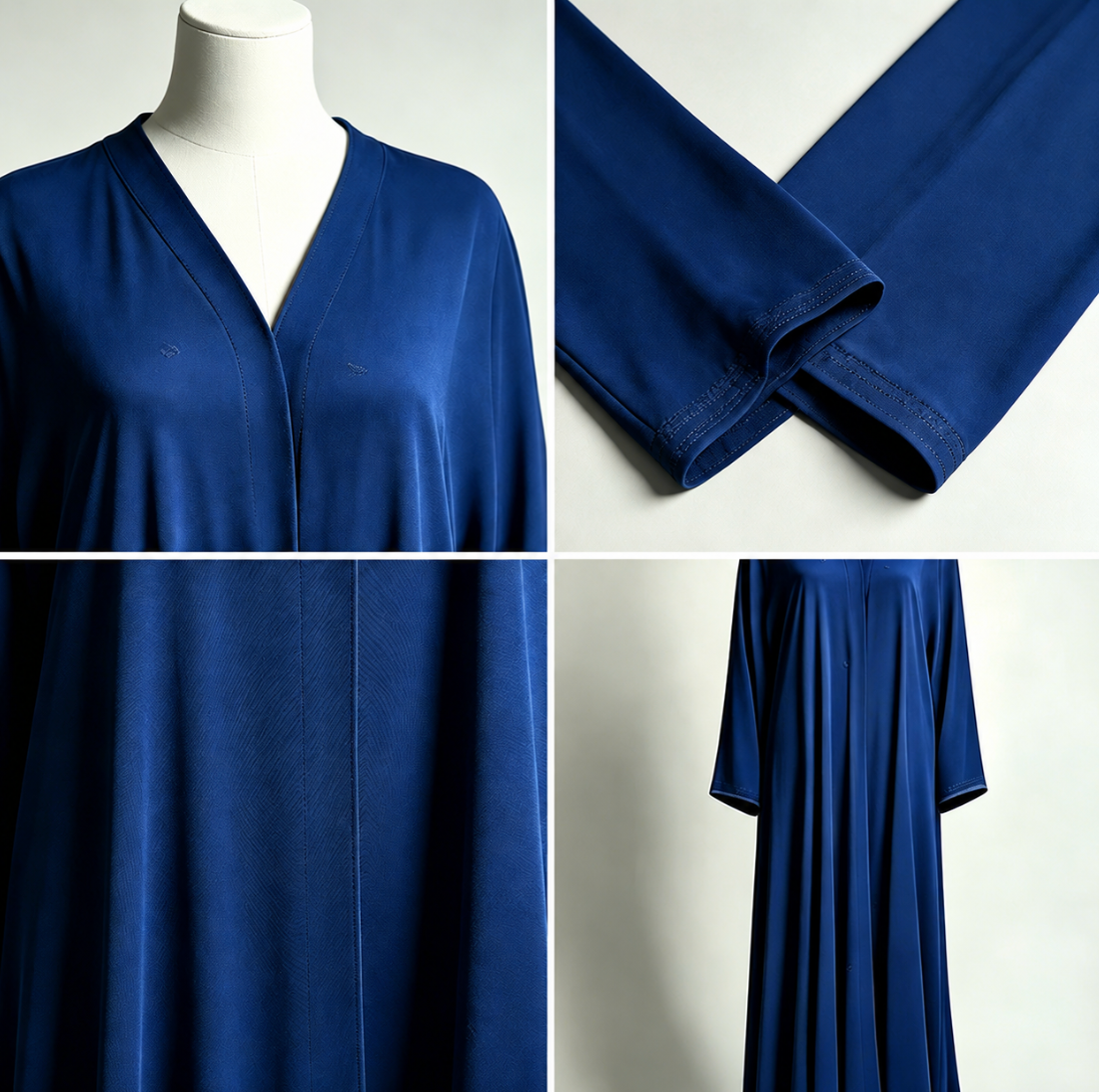 Satin V-Neck Closed Abaya