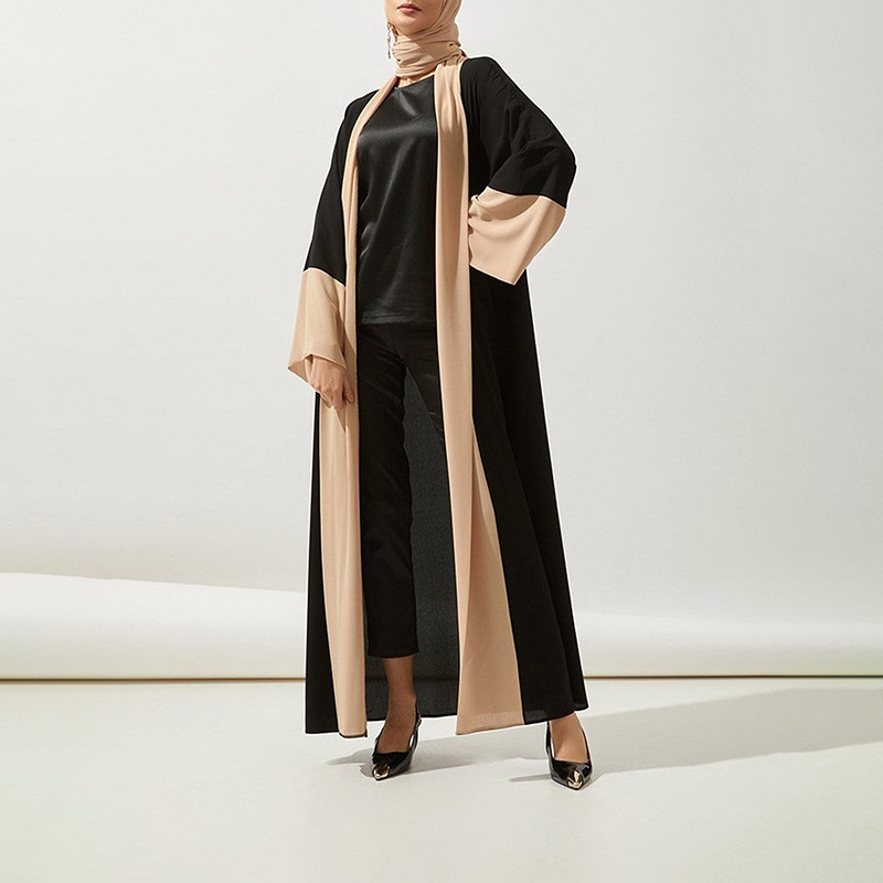 Color-Block Cascade Open Abaya