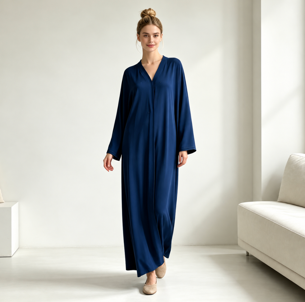 Satin V-Neck Closed Abaya