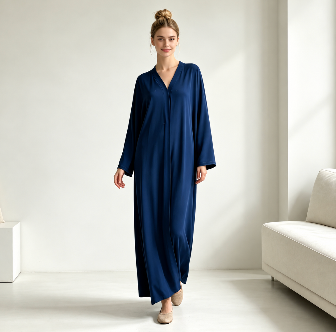 Satin V-Neck Closed Abaya
