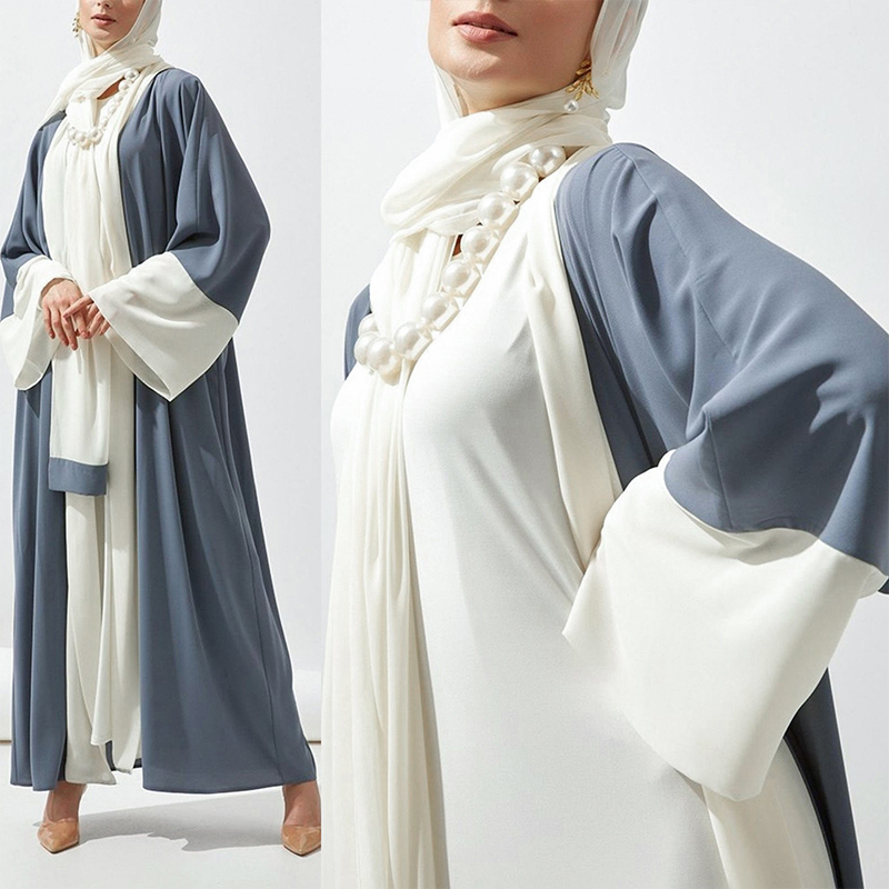Color-Block Cascade Open Abaya