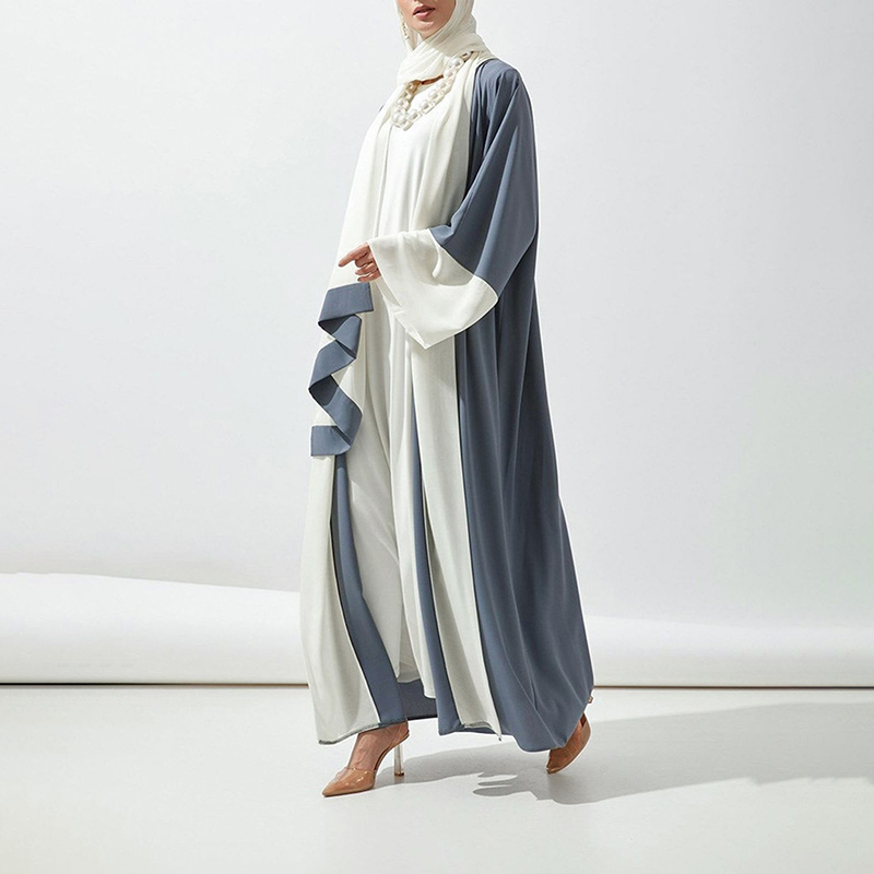 Color-Block Cascade Open Abaya