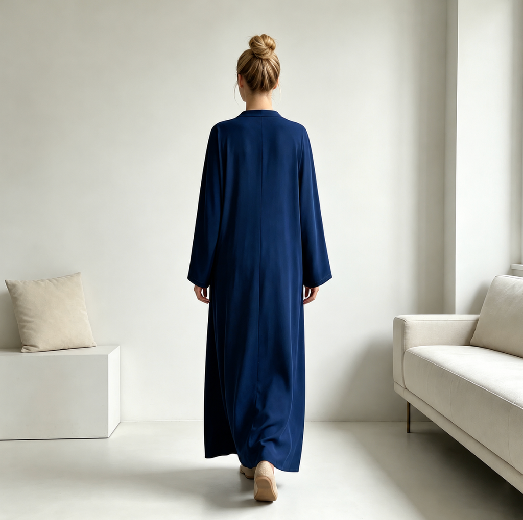 Satin V-Neck Closed Abaya