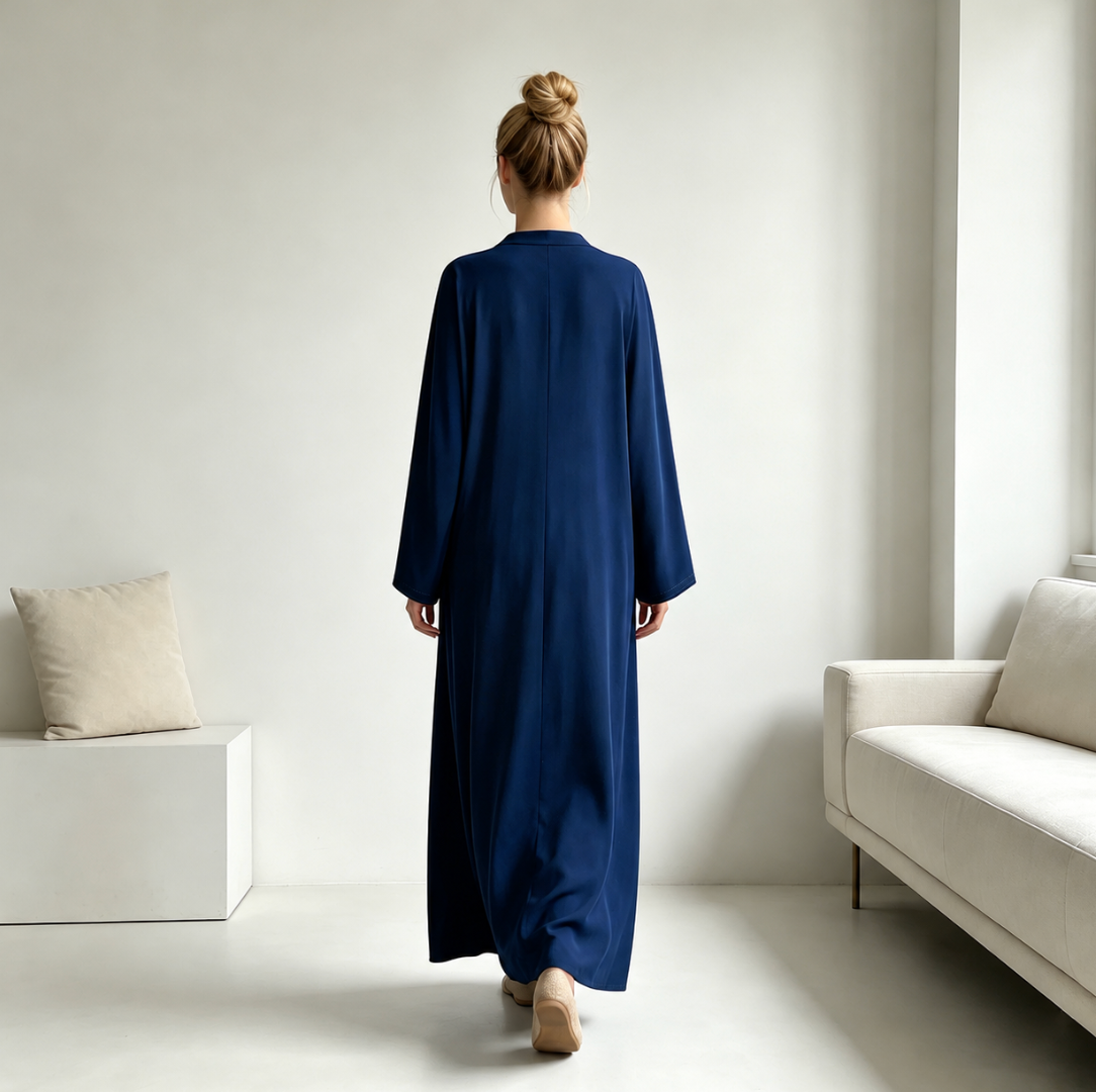 Satin V-Neck Closed Abaya