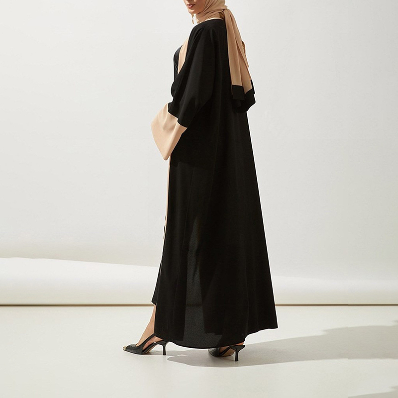 Color-Block Cascade Open Abaya