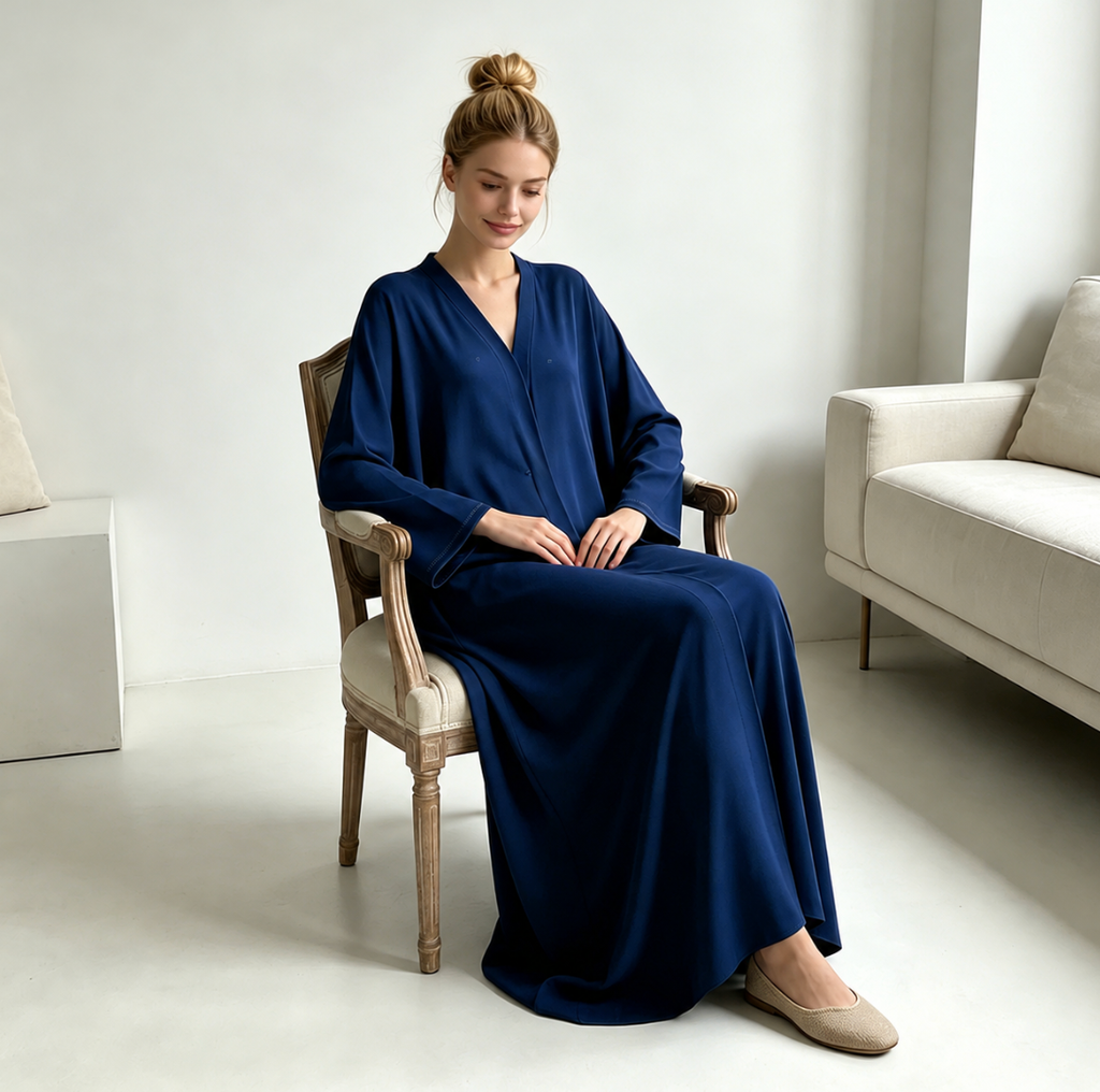 Satin V-Neck Closed Abaya